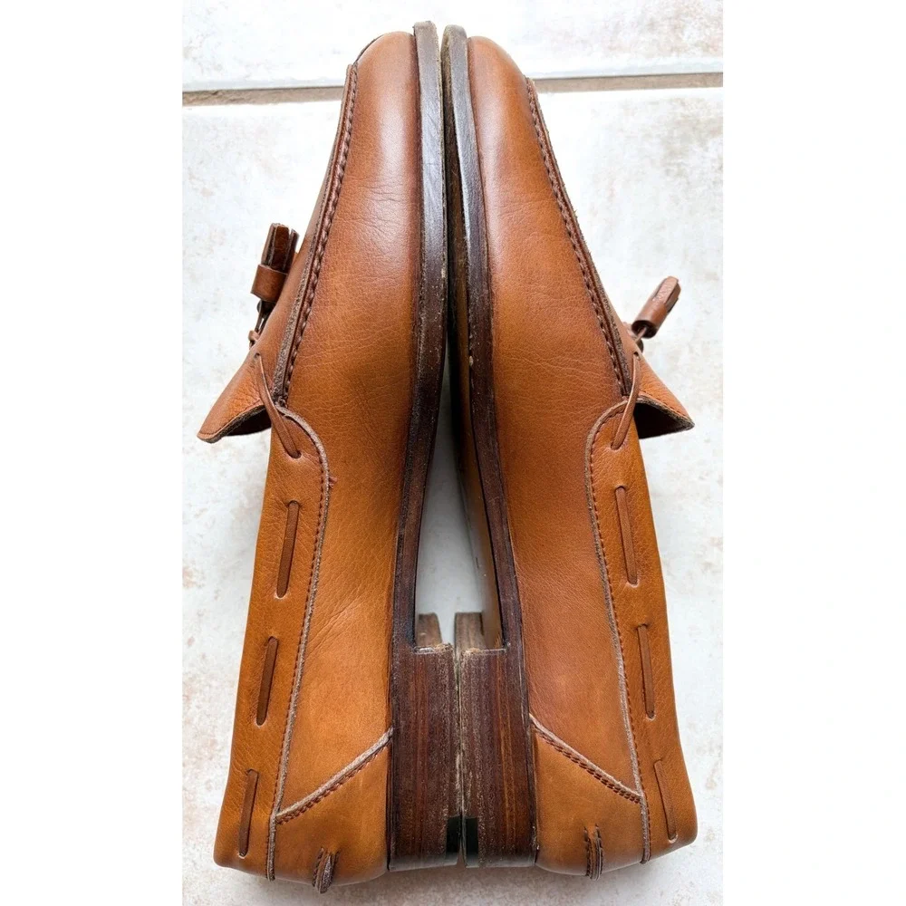 David & Joan Couture Mens Tan Leather Tassel Loafers Size 10.5 Dress Shoes